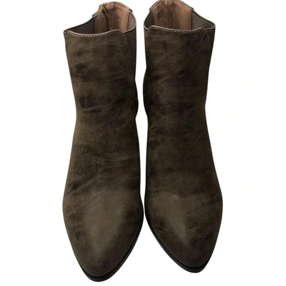 So Me Baba Sz 8 Brown Ankle Booties Pull On Elastic Sides Silver Rings NWOB - Picture 2 of 6